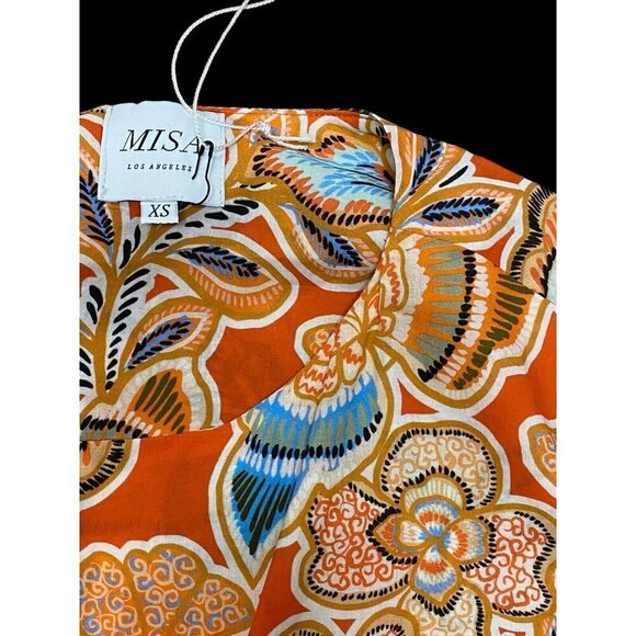 Misa Los Angeles Sz XS Dress Dana Mae Maxi Orange Floral Boho Southwestern - Picture 9 of 13